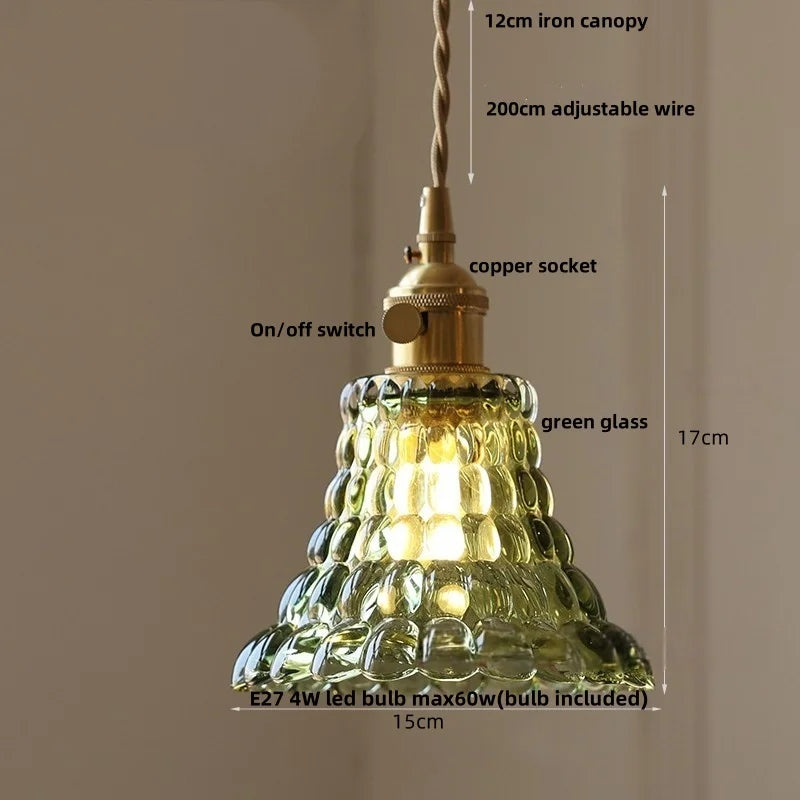Afralia™ Wicker Glass Pendant Light - Nordic Modern LED Hanging Lamp