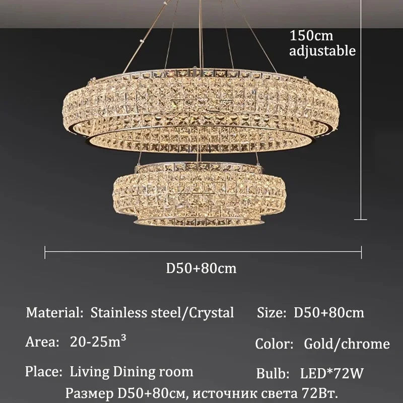 Afralia™ Crystal Chandelier LED Ceiling Light Fixture Pendant Suspension Lamp Luxe Home Decor LuxeCrystal Beauty