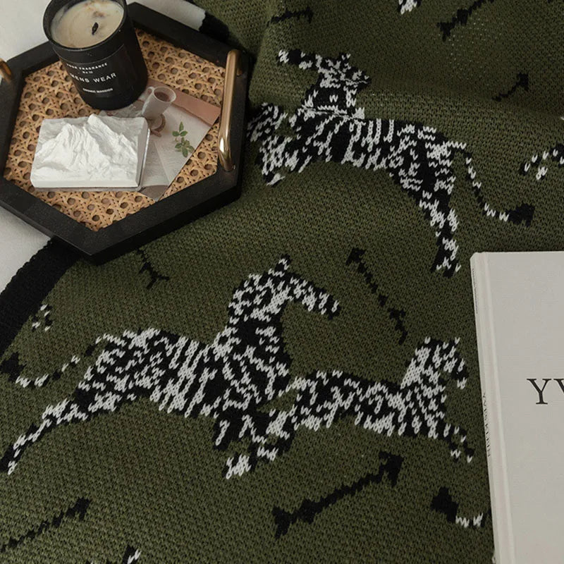 Afralia™ Zebra Knitted Blanket | Retro Spring/Autumn Sofa Decor | Skin-Friendly Nap Shawl