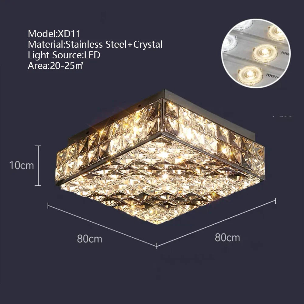 Afralia™ Crystal LED Rectangle Chandelier for Elegant Home Decor