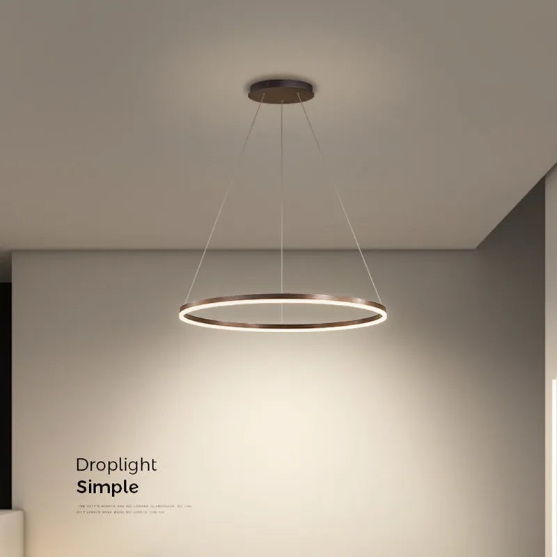 Afralia™ Modern Dimmable Black Gold Ring Pendant Lights for Dining Room Home Decor