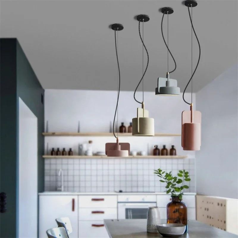 Afralia™ Terrazzo Nordic Macaron Pendant Light Industrial Retro Hanging Lamp