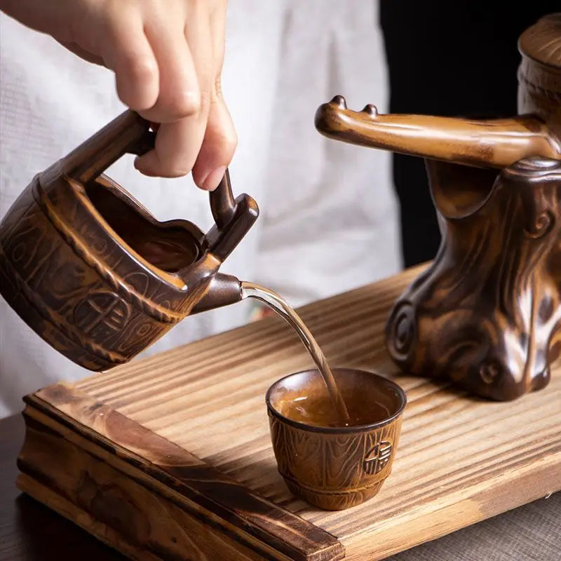 Afralia™ Ceramic Kung Fu Tea Set: High-End, Retro, Anti-Scalding, Easy Home Brewing
