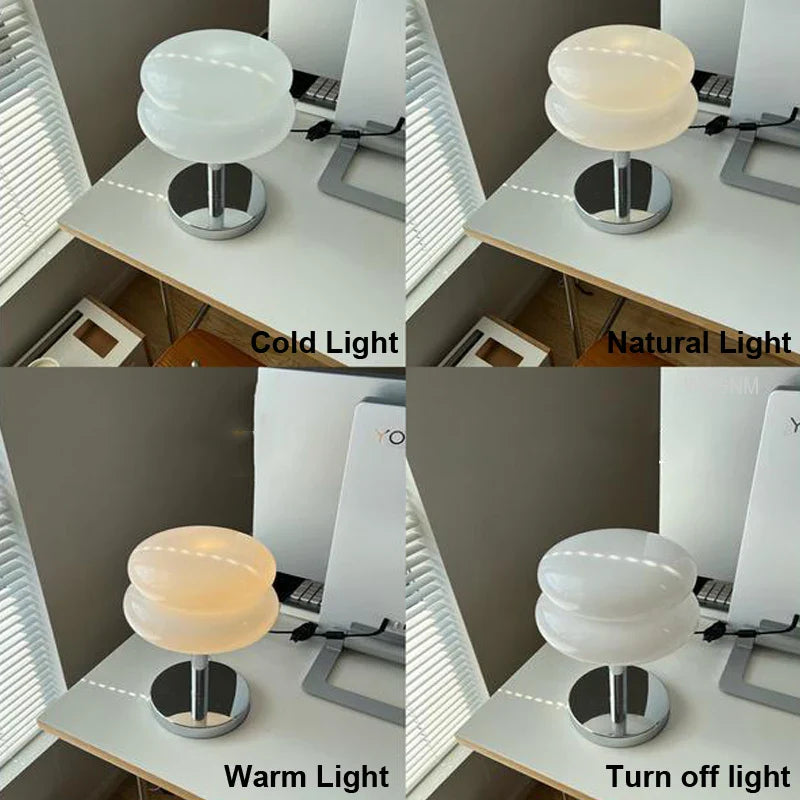 Afralia™ Macaron Glass Table Lamp: Elegant Desk Light for Bedroom and Living Room Décor