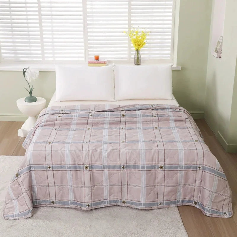 Afralia™ Fashion Flower Printed Cotton Jacquard Quilted Comforter - Lightweight & Breathable Summer Blanket
