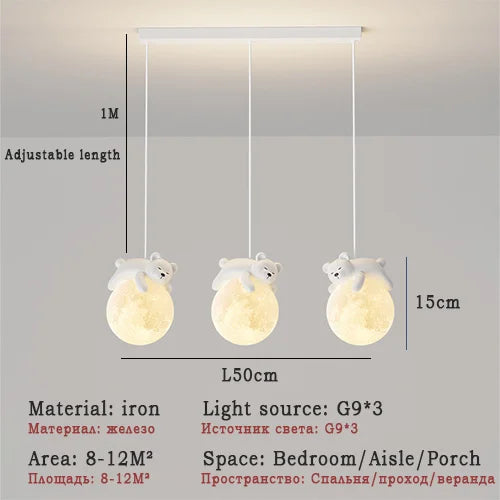 Afralia™ Little Bear LED Pendant Light Modern Children's Chandelier Home Decor