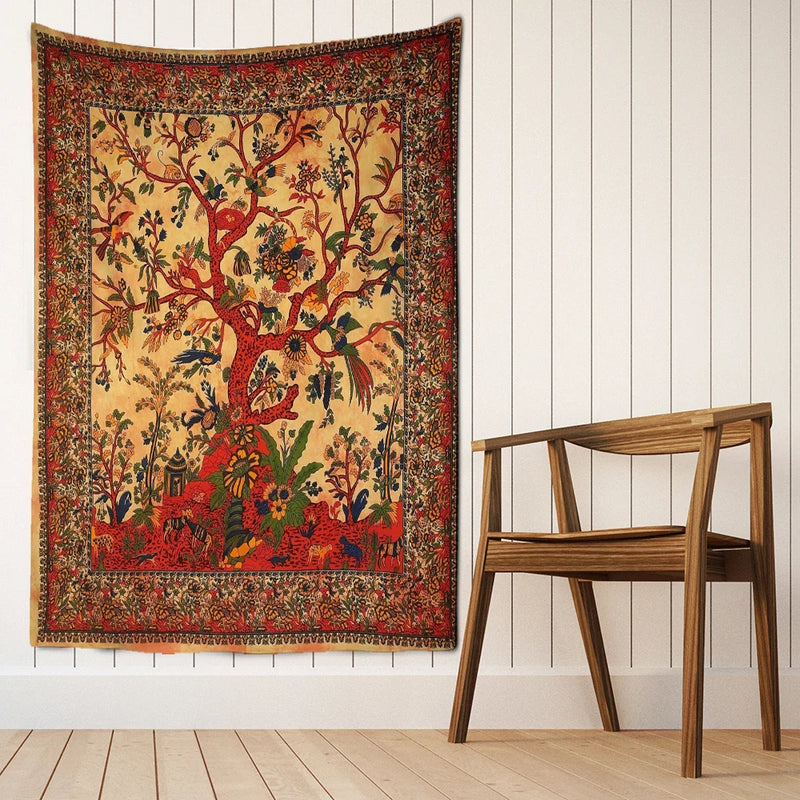 Mystical Leaf Tree Tapestry Abstract Witchcraft Wall Hanging for Aesthetic Room Decor by Afralia™