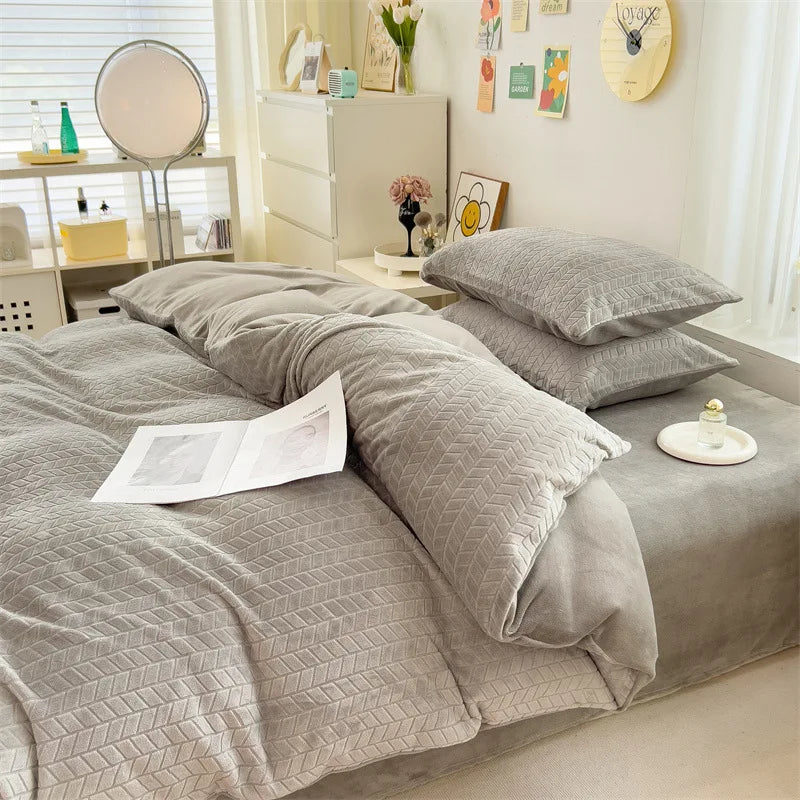 Afralia™ Milk Velvet Quilt Cover | Double-sided Fleece Comforter Cover