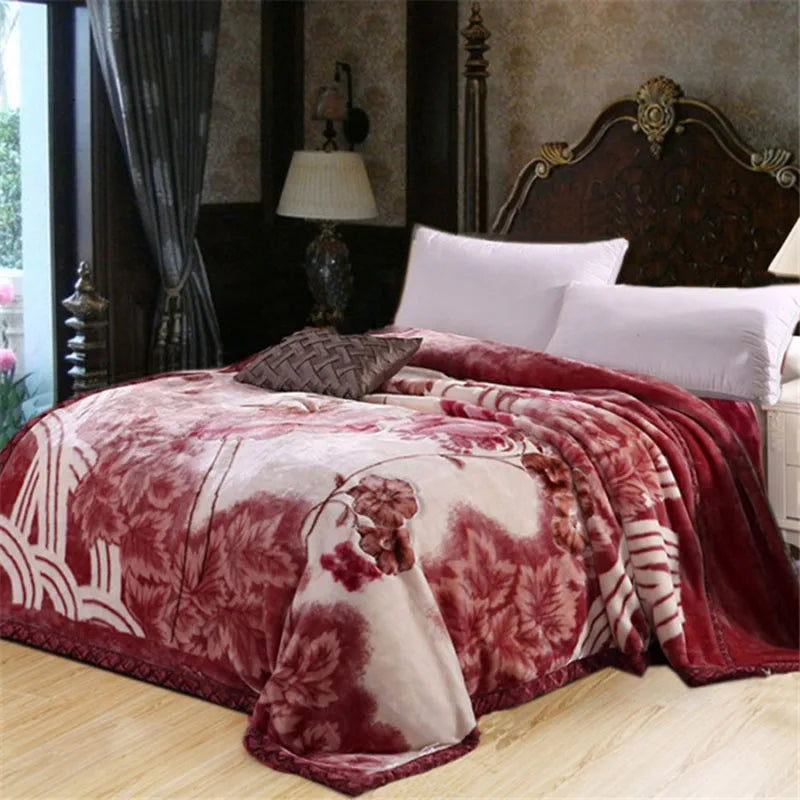 Afralia™ Double Layered Raschel Blanket Vintage Flannel 150X200Cm Size Bed Cover