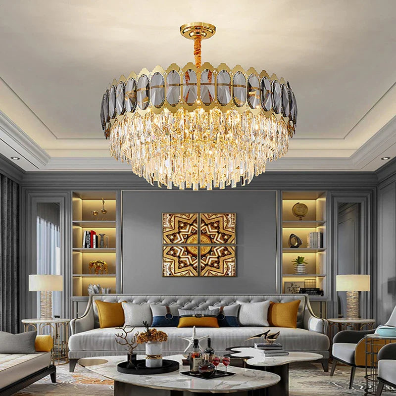 Afralia™ Crystal Ceiling Chandelier for Modern Living Room Decor