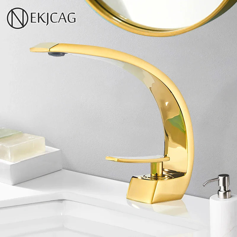 Afralia™ Brass Faucet Hot Cold Water Mixer Tap for Bathroom Vanity Sink
