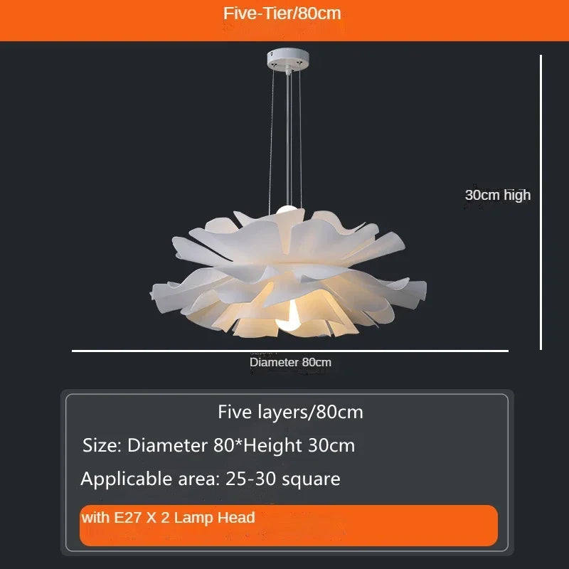 Afralia™ White Acrylic Flower Pendant Chandelier for Bedroom Living Dining LED Lighting