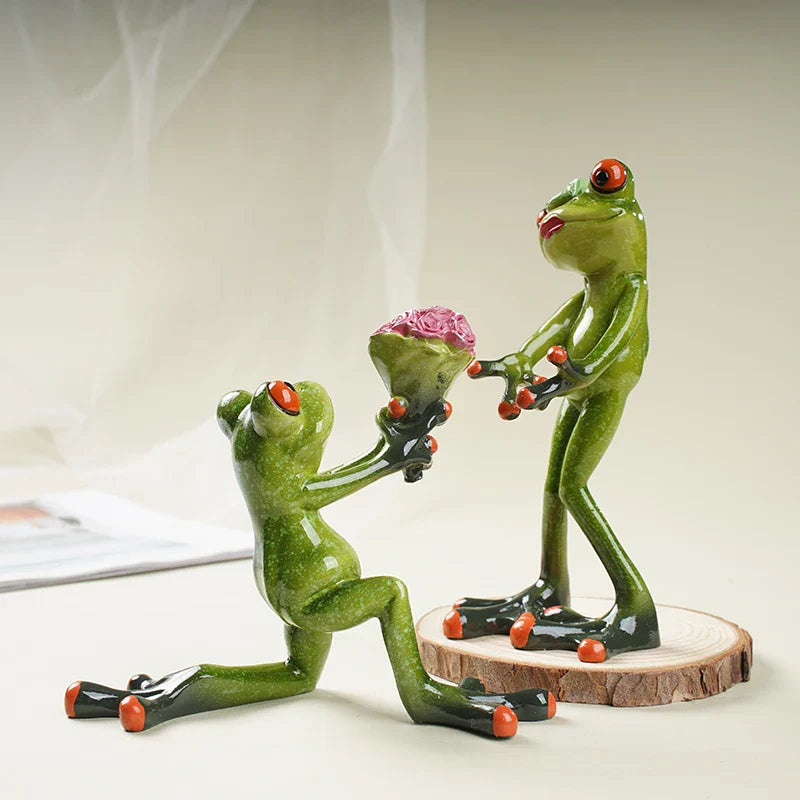 Afralia™ Funny Frog Couple Resin Decor | Wedding Gift | Valentine's Day Ornament