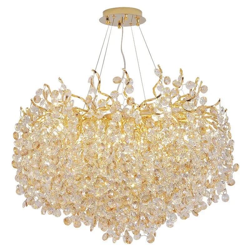 Afralia™ Luxury Golden Crystal Chandelier for Dining, Living, Bedroom - Glossy Elegance