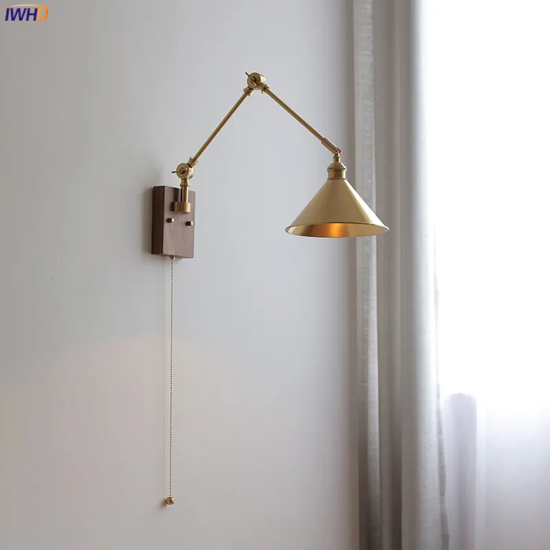 Afralia™ Copper Long Arm LED Wall Light: Modern Nordic Indoor Lighting Fixture