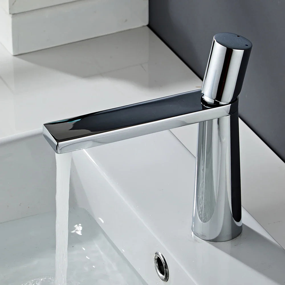 Afralia™ Brass Bathroom Faucet Mixer Tap, Black/Gold Finish, Single Handle Hot/Cold Lavatory