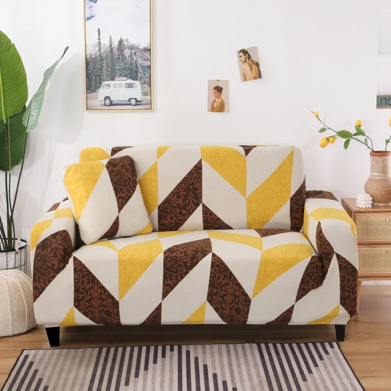 Afralia™ Printed Stretch Sofa Cover Slipcover for 3 Seater Couch Home Protector
