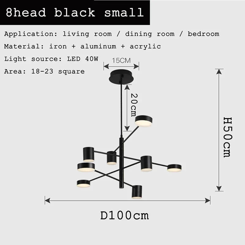 Afralia™ Black Gold White LED Chandelier: Stylish Nordic Loft Lamp for Livingroom & Bedroom