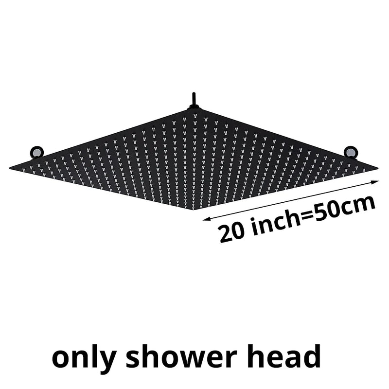 Afralia™ 20 Inch Square Stainless Steel Rainfall Shower Head - Luxury Chrome Finish