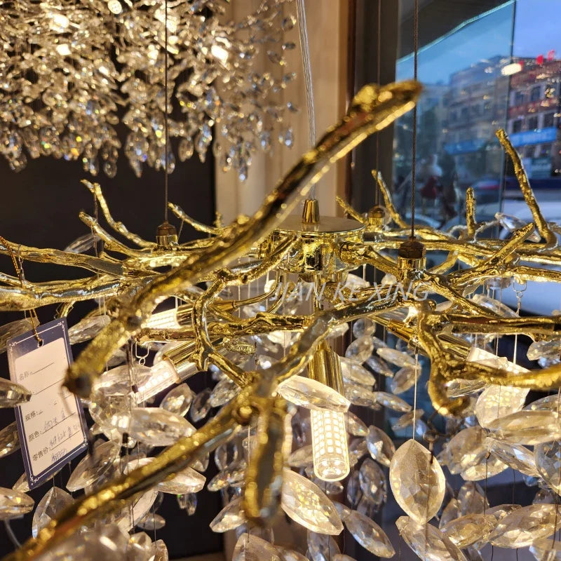 Afralia™ Nano Crystal Chandelier Horse Eye Pendant LED Lighting for Luxury Living Room & Hall