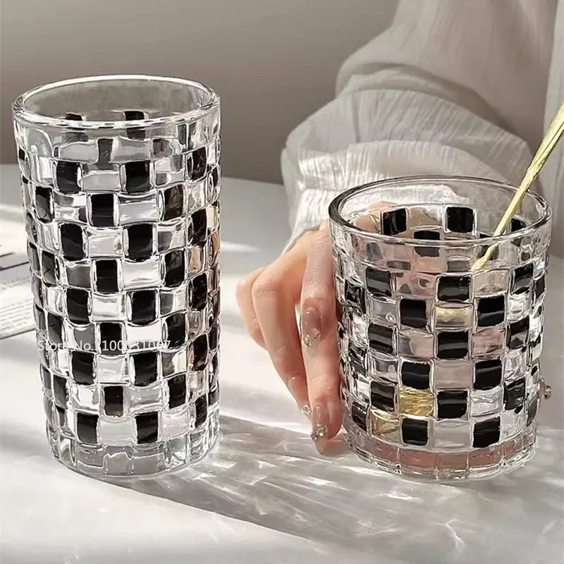 Afralia™ Black Rattan Frame Glass Cups Set - High-Value Drinkware Gift