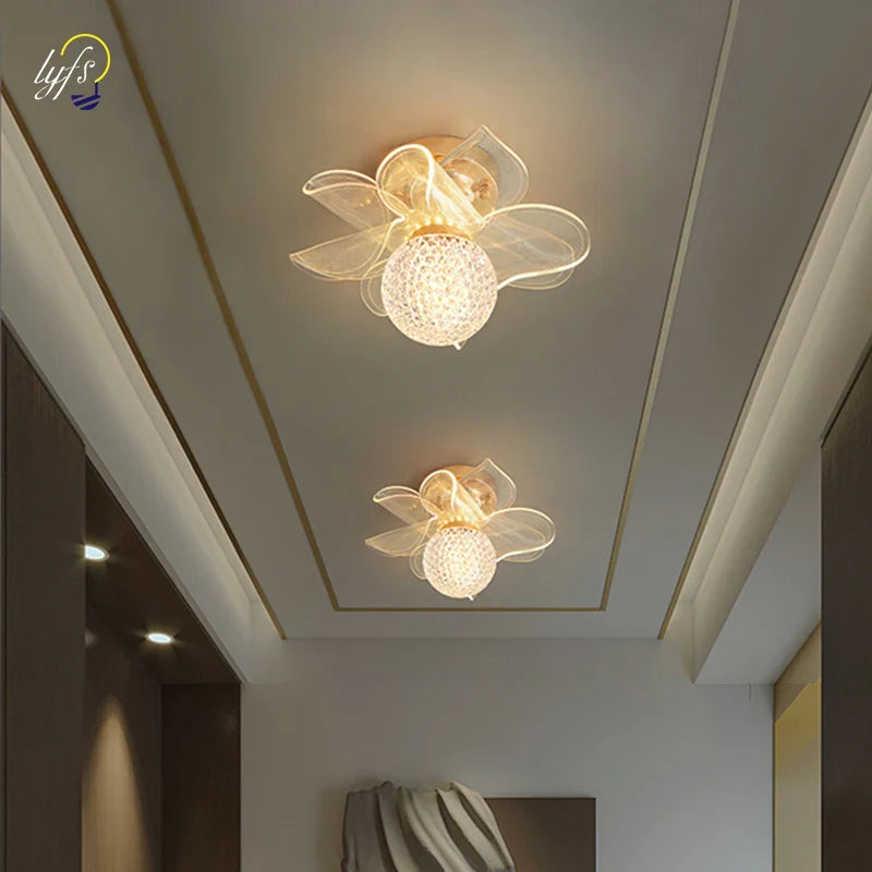 Afralia™ Nordic Crystal LED Ceiling Light for Home Balcony Aisle Modern Indoor Lighting