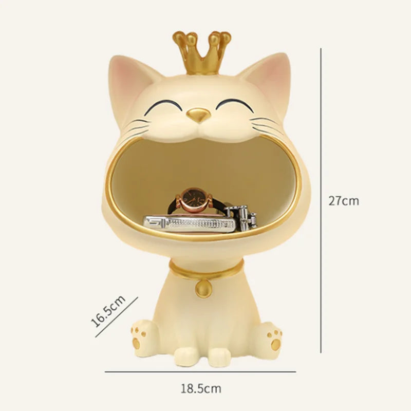Afralia™ Lucky Cat Sculpture Storage Box Desk Decoration Miniature Figurine