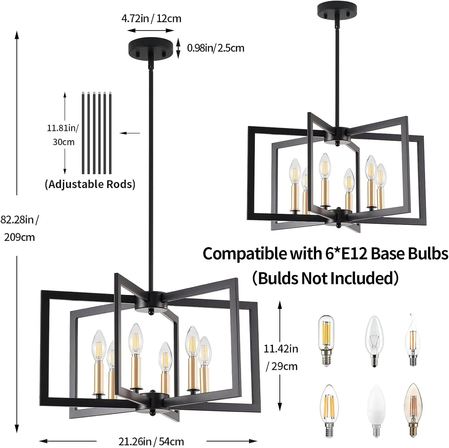 Afralia™ Vintage Black Iron Candle LED Ceiling Chandelier for Home Decor