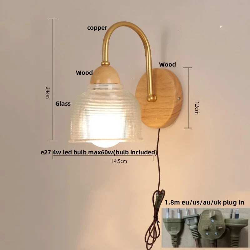 Afralia™ Nordic Glass LED Wall Sconce with Pull Chain Switch for Home Decor