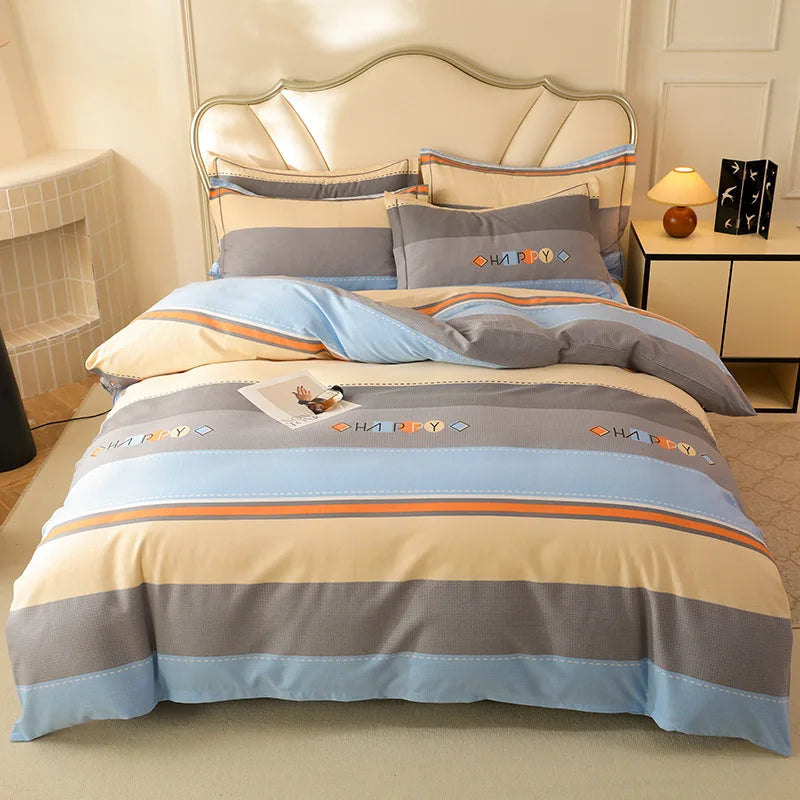 Afralia™ Brushed Cotton Printed Duvet Cover Set - Single/Double Bed Bedclothes