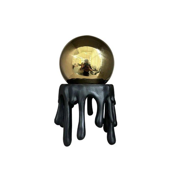 Afralia™ Golden Octopus Spherical Figurine Decorative Resin Ornament