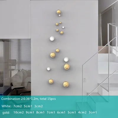 Afralia™ Gold Ball Wall Hanging Ornaments Spherical Crafts Room Decor Display Pendants