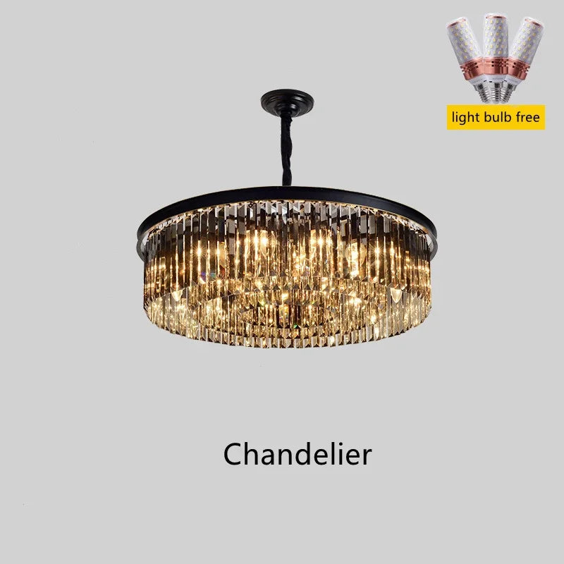 Afralia™ Gold Black Crystal Chandelier Light for Dining room