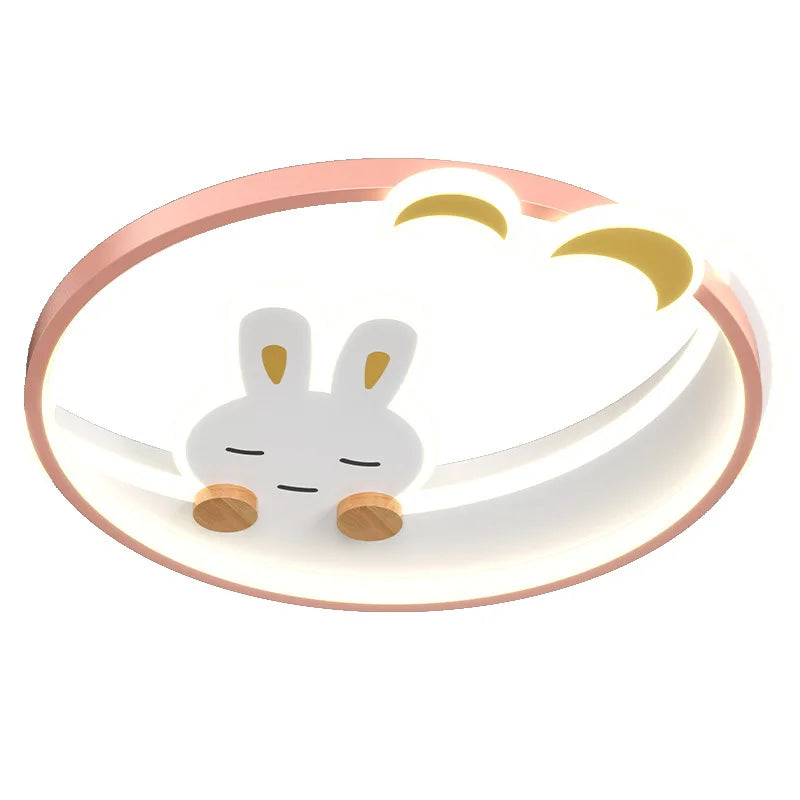 Afralia™ Kids Crescent Moon Rabbit Ceiling Chandelier LED Bedroom Light