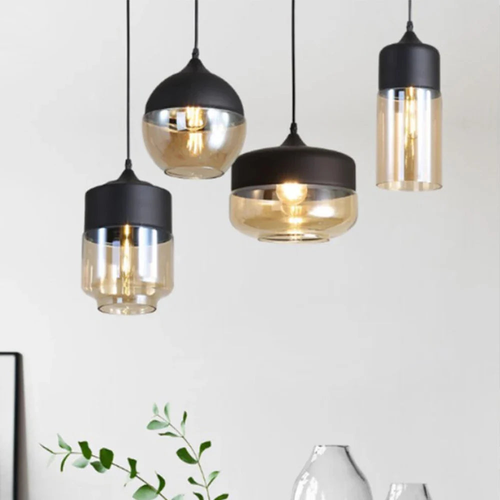 Afralia™ Glass Shade Pendant Light, Industrial Kitchen Restaurant Decor Lighting