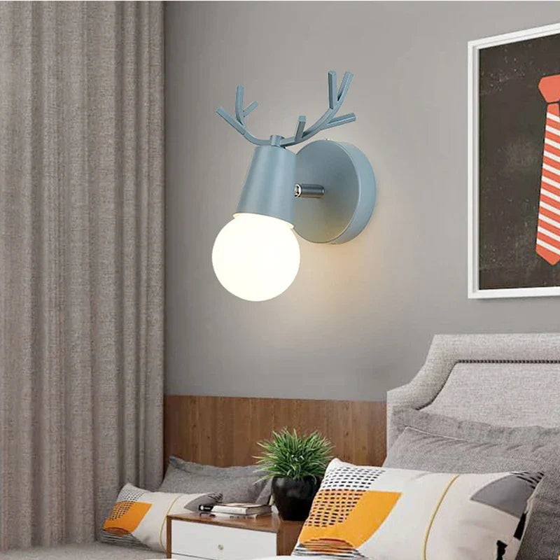 Afralia™ Nordic Deer Head LED Wall Lamp - Modern Minimalist Bedroom Lighting