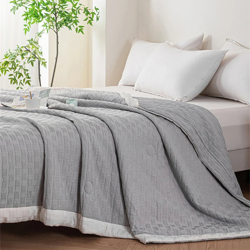Afralia™ Knitted Waffle Summer Quilt: Soft, Breathable, Cooling, Machine Washable, Thin & Skin-friendly