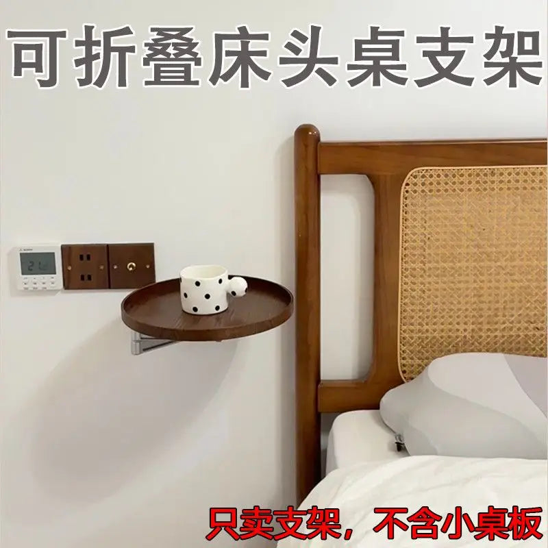 Afralia™ Wall Mounted Bedside Table with Rotating Bracket & Storage Rack