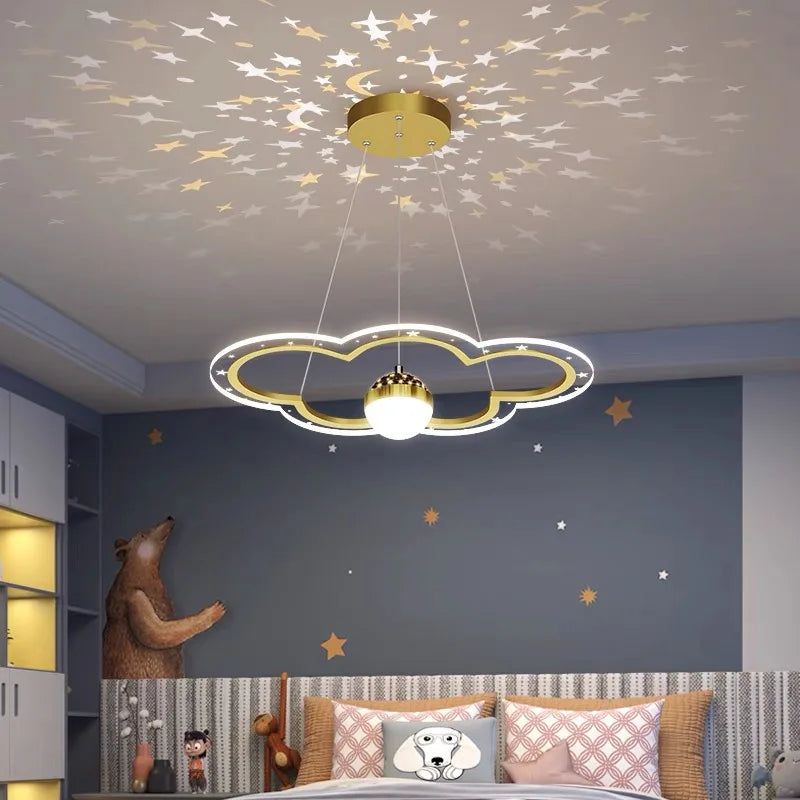 Afralia™ Cloud Flower LED Chandelier: Modern Starry Sky Decor for Kid's Bedroom and Study Hall