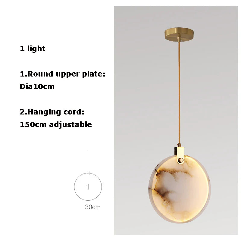 Afralia™ 2025 Art Deco Marble Golden Lustre LED Chandelier Lighting