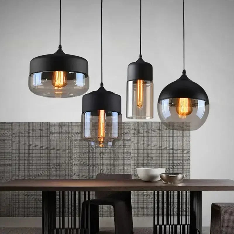 Afralia™ Nordic Glass Pendant Lights - Modern LED Wood Chandelier