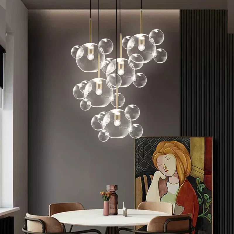 Afralia™ Round LED Glass Pendant Light, Modern White Bubble Lampshade for Home Ceiling Decor
