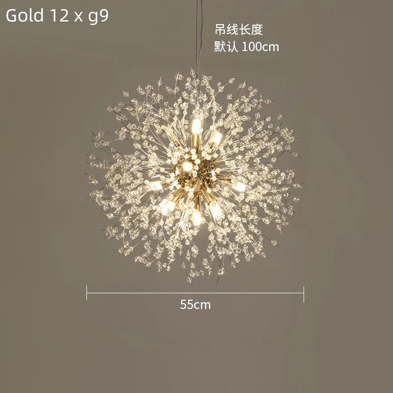 Afralia™ Dandelion Crystal Ceiling Lamp Chandelier for Bedroom Dining Room Kitchen Island