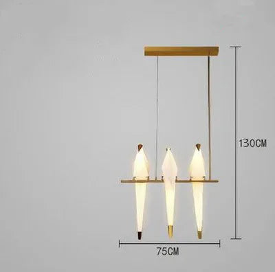 Afralia™ Crane Chandelier Iron LED Light for Bedroom Dining Children's Room