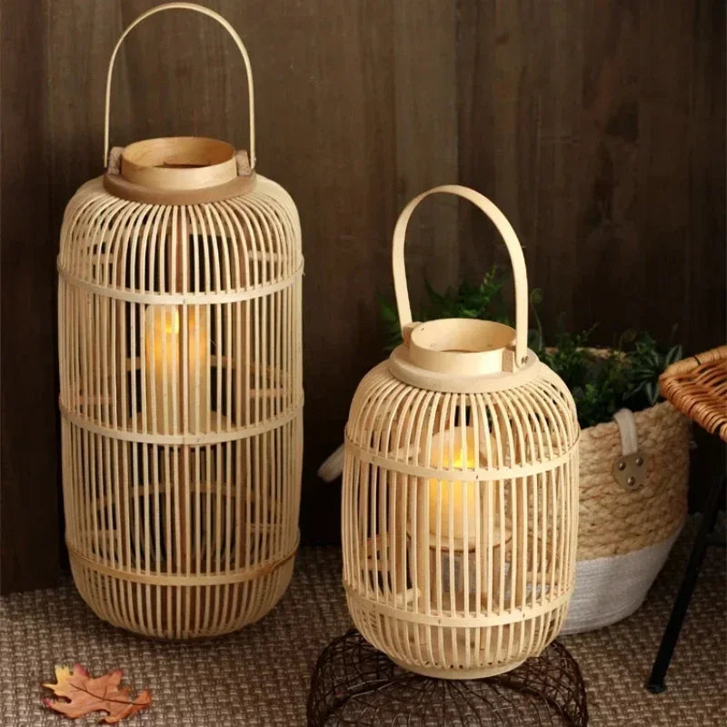 Bamboo Weaving Candlesticks by Afralia™ - Chinese Style Decorative Lanterns for Home and Hotel