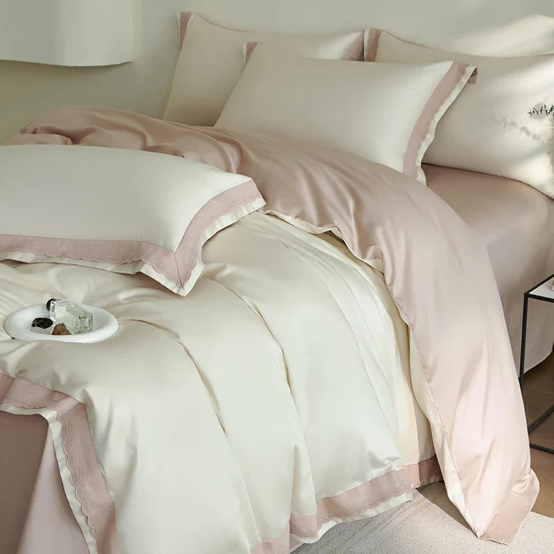 Afralia™ Luxe Lace Bedding Set: 1000TC Egyptian Cotton Duvet, Sheet, Pillowcases
