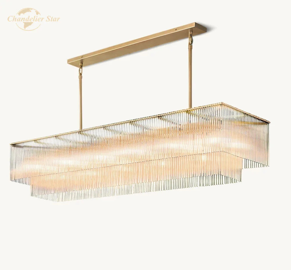 Afralia™ Amadeo Crystal LED Chandelier: Modern Rectangular Pendant Light for Kitchen Island, Dining Room