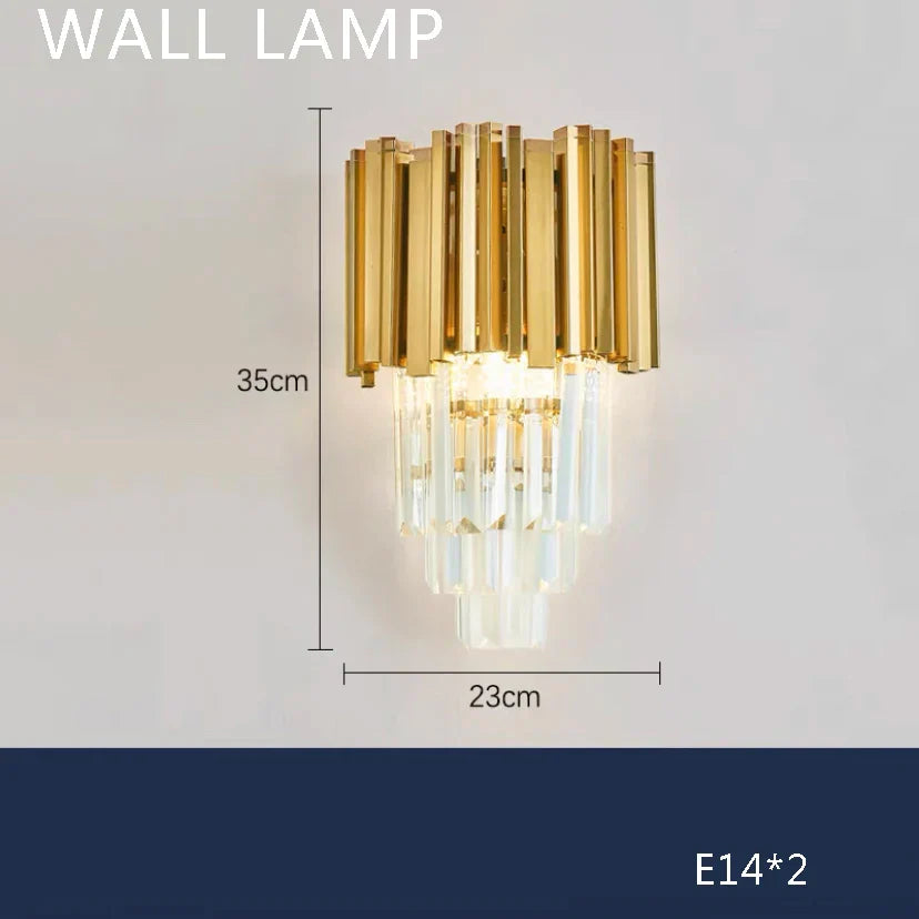 Afralia™ Gold Crystal Chandelier Lights LED Nordic Classic Living Room Lamparas