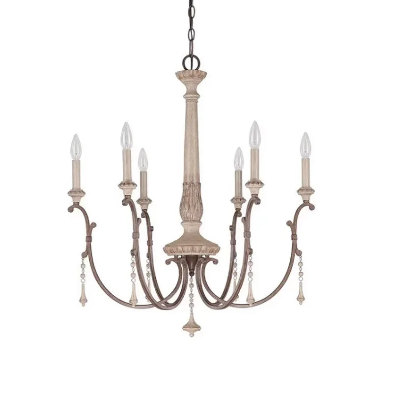 Afralia™ Wood Carving Chandelier for Living Room, Dining, Bedroom - Nordic Iron Decor Lighting
