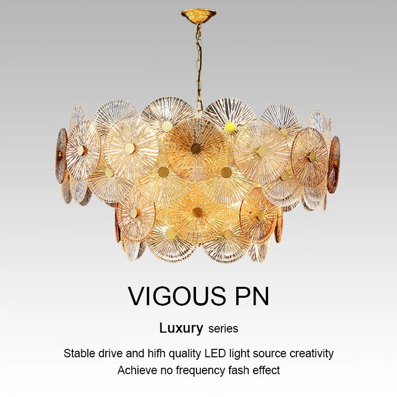 Afralia™ Luxury Lustre Glass Chandelier LED Pendant Lamp for Living Room Dining Bedroom